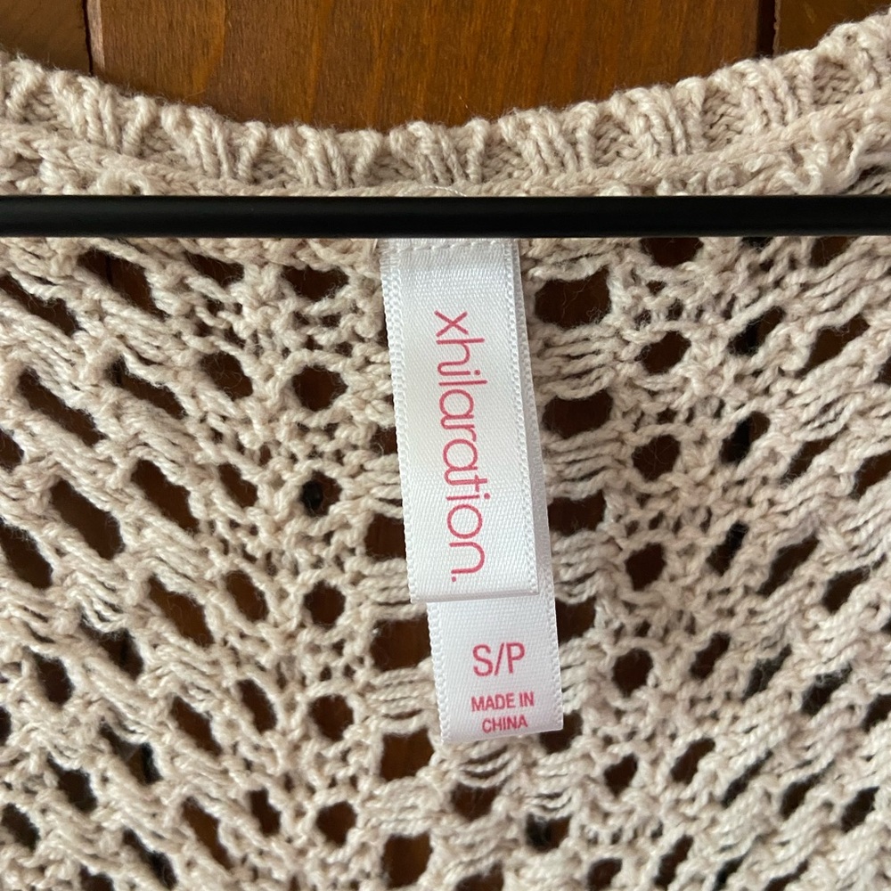 Xhilaration Cream Crochet Vest with Fringe - Picture 2 of 3